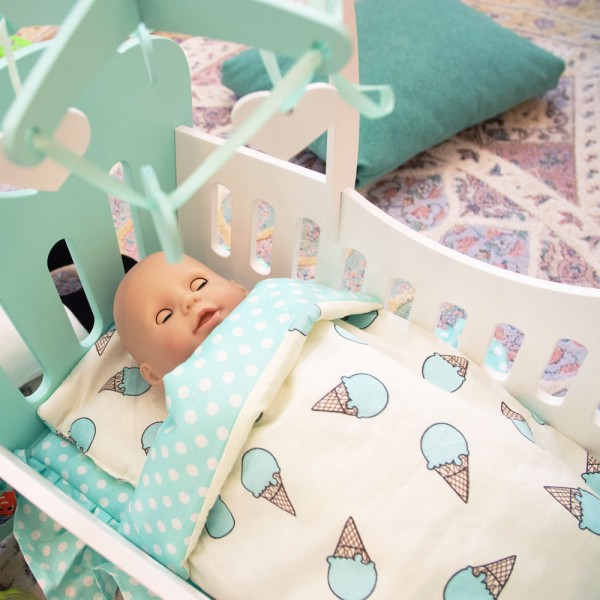 Кроватка Lilu для куклы до 50 см (Baby Born, Annabell) бирюзовая