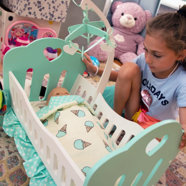Кроватка Lilu для куклы до 50 см (Baby Born, Annabell) бирюзовая