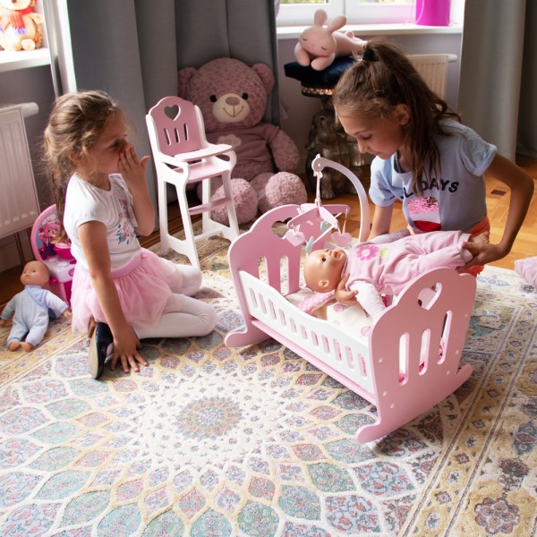 Кроватка Lilu для куклы до 50 см (Baby Born, Annabell) розовая