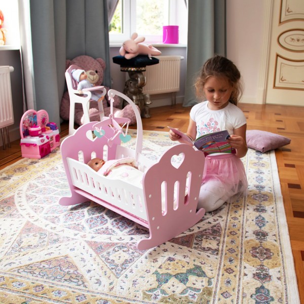 Кроватка Lilu для куклы до 50 см (Baby Born, Annabell) розовая