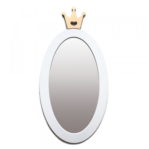 Детское зеркало White Crown Овал с Короной белое 125 х 63 см