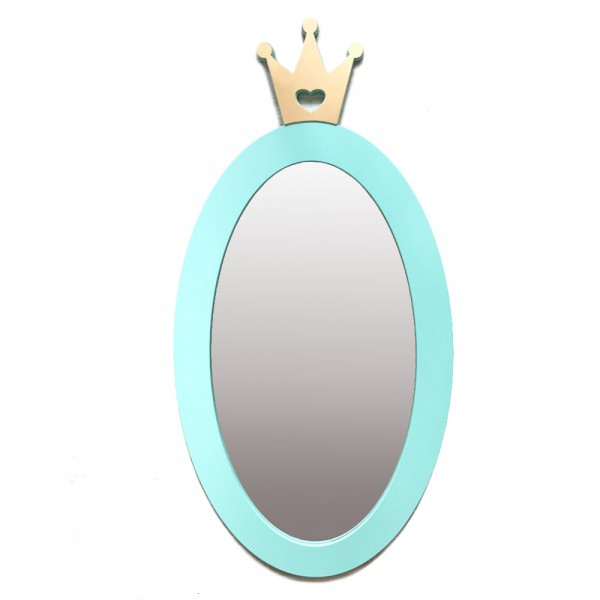 Детское зеркало Mint Crown Овал с Короной бирюзовое 125 х 63 см