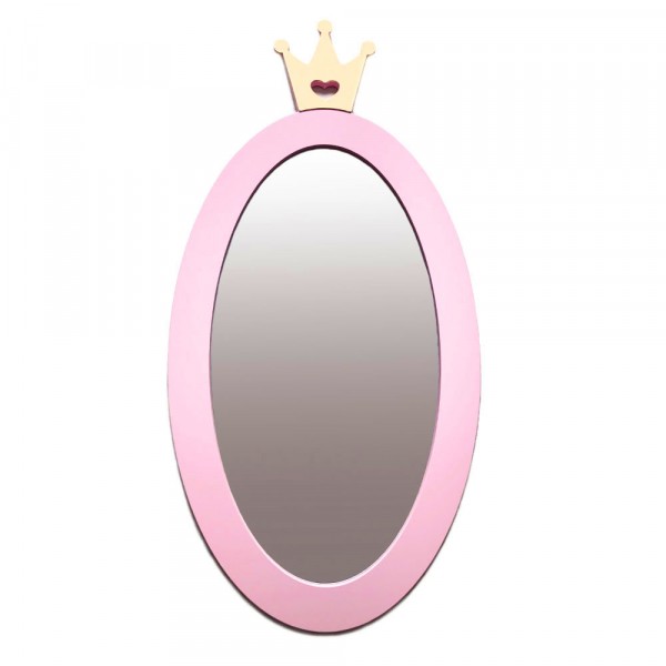 Детское зеркало Pink Crown Овал с Короной розовое 125 х 63 см