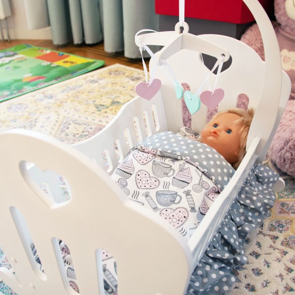 Кроватка Lilu для куклы до 50 см (Baby Born, Annabell) белая