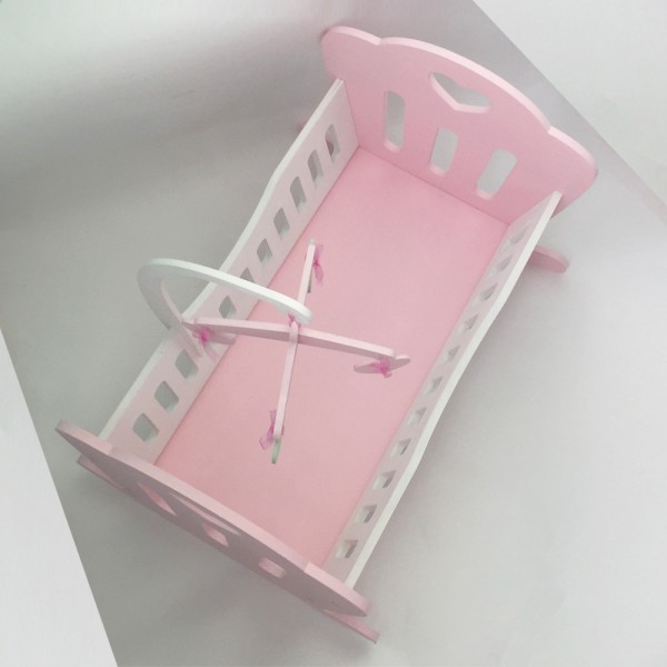 Кроватка Lilu для куклы до 50 см (Baby Born, Annabell) розовая с мобилем
