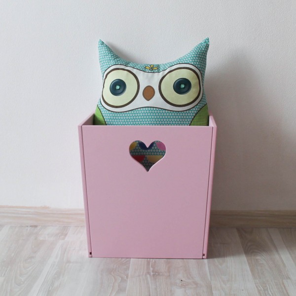 Ящик для хранения детских вещей и игрушек розовый с сердечком