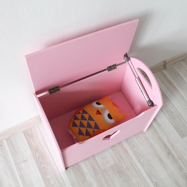 Детский сундук (ящик) для хранения игрушек розовый с сердечком